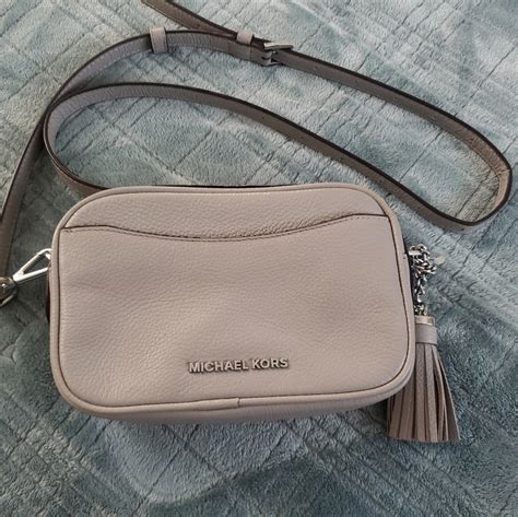 michael kors pebbled leather camera bag in pearl grey|Cooper Pebbled Leather Camera Bag .